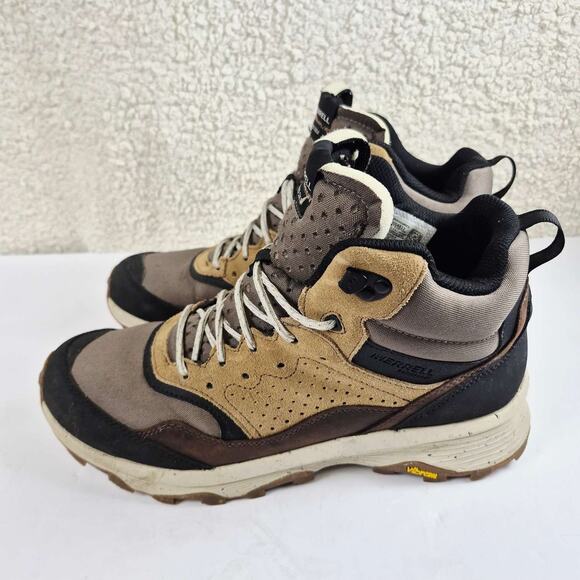 Merrell Speed Solo Mid Waterproof Hiking Boots Suede Leather Vibram Men's 12 - Picture 2 of 7